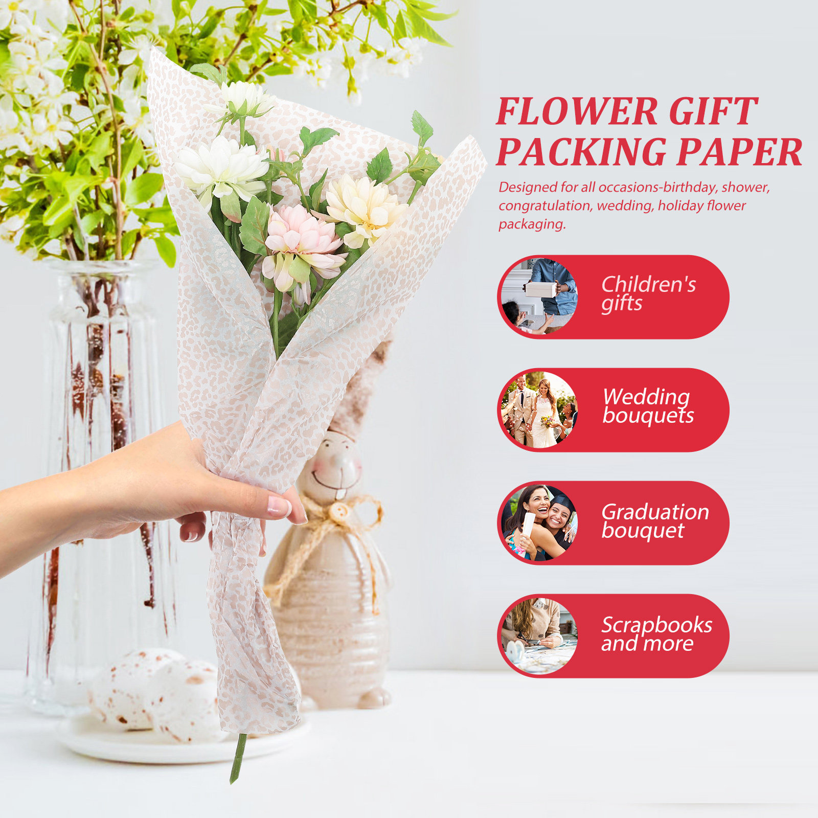 Wedding Packaging - Papel Decorativo Floral para Embalagem de