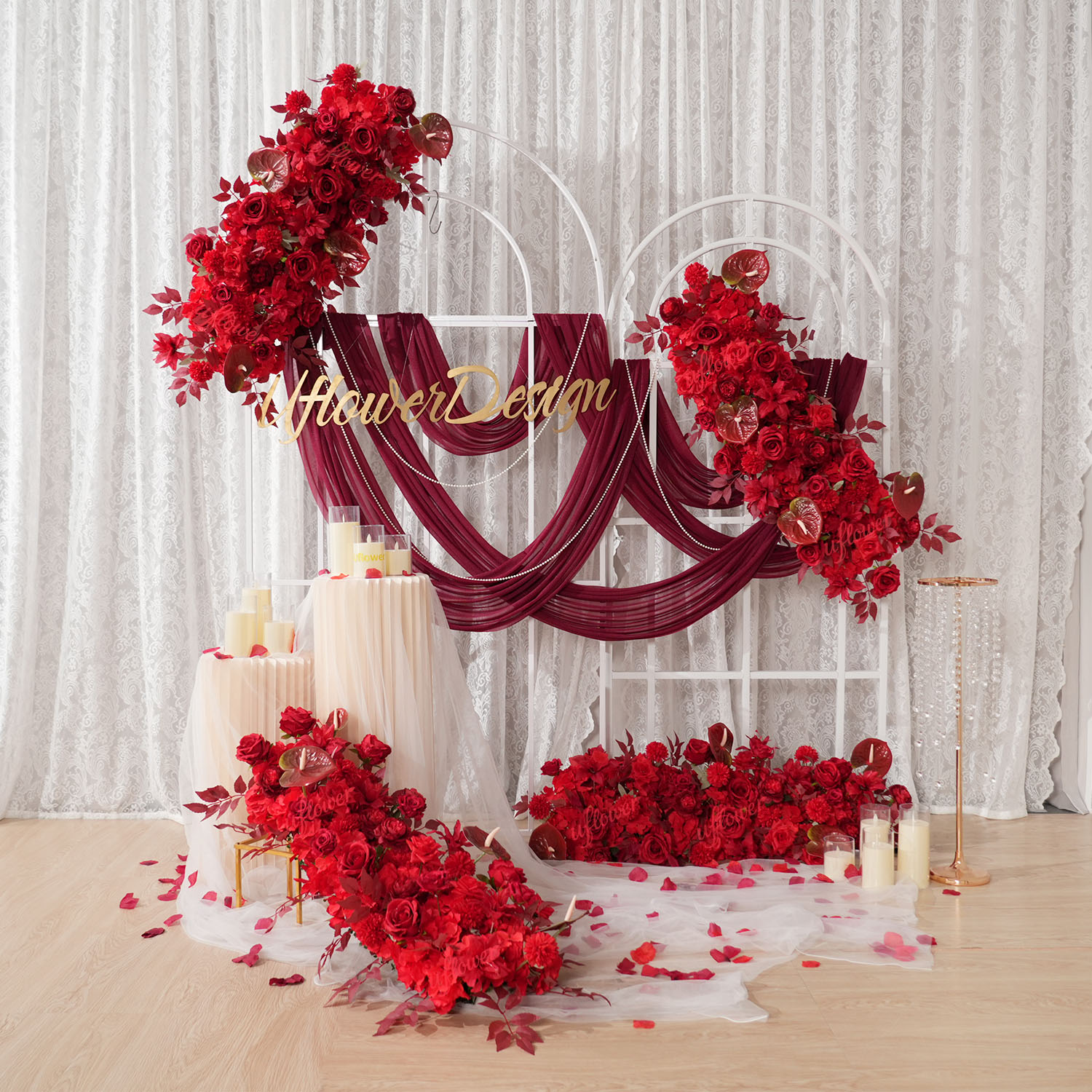Wedding Arch Flower - Uflower flor vermelha linha arco de