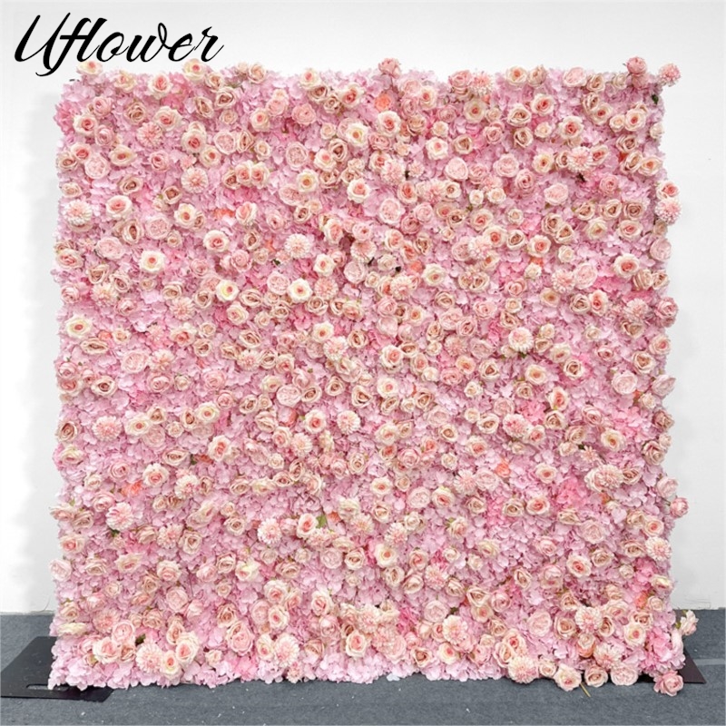 Wedding Backdrop Curtain - Uflower rosa hortênsia pano flor parede