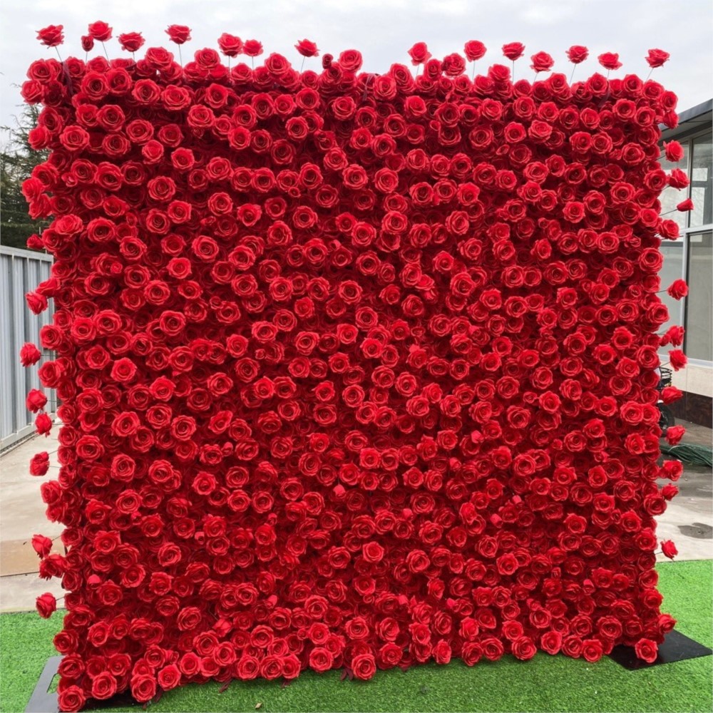 Uflower rosa vermelha 5d pano  - Wedding Backdrop Curtain avaliação e preço