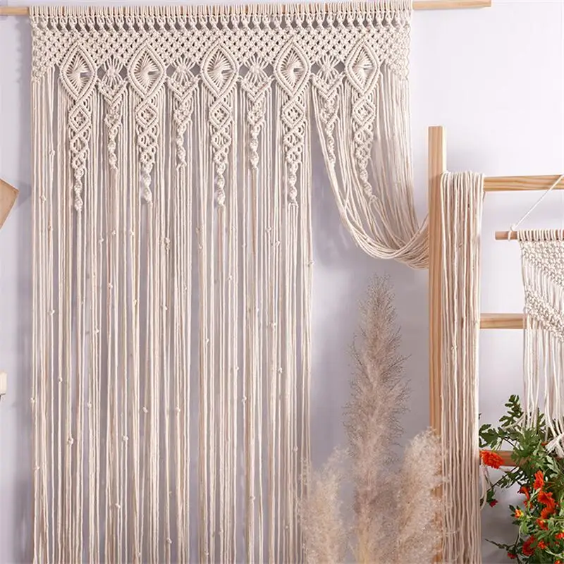 Hand-Woven Macramé Wall Hangin - Wedding Backdrop Curtain avaliação e preço