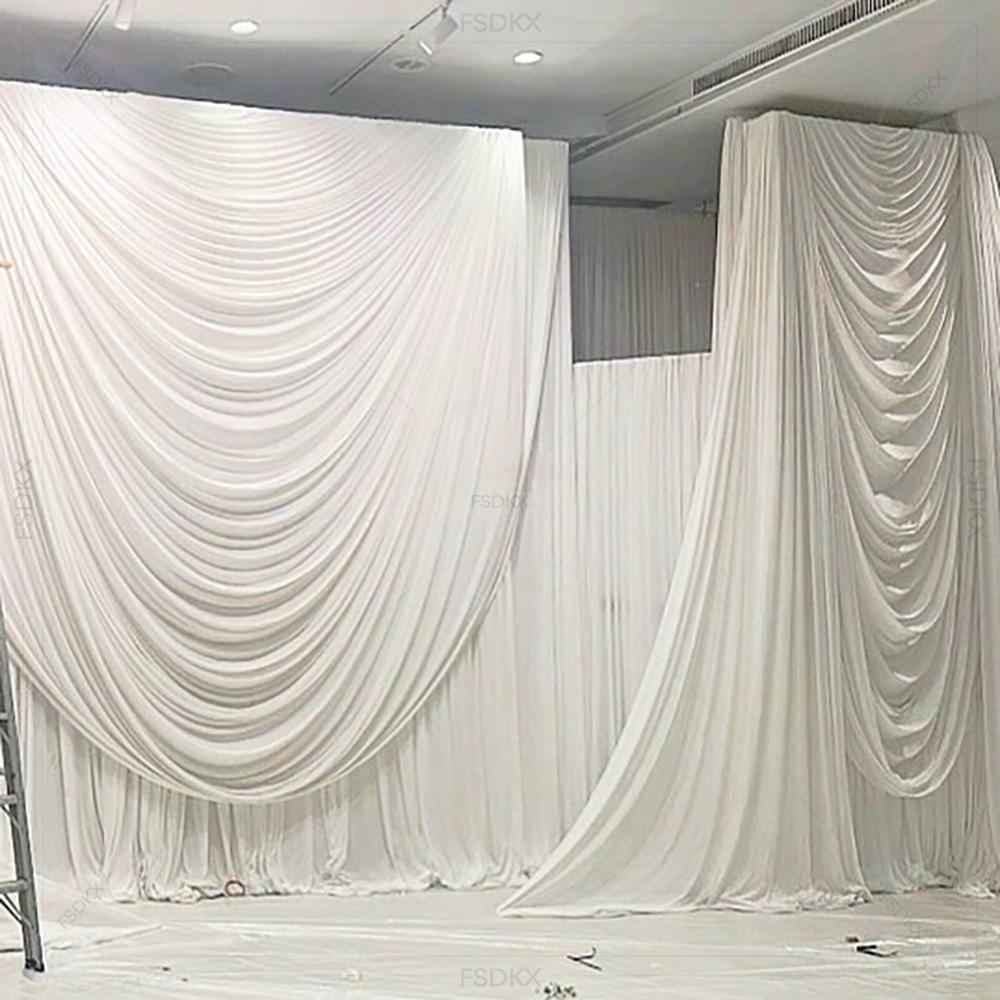 Fsdkx barato branco gelo seda  - Wedding Backdrop Curtain avaliação e preço